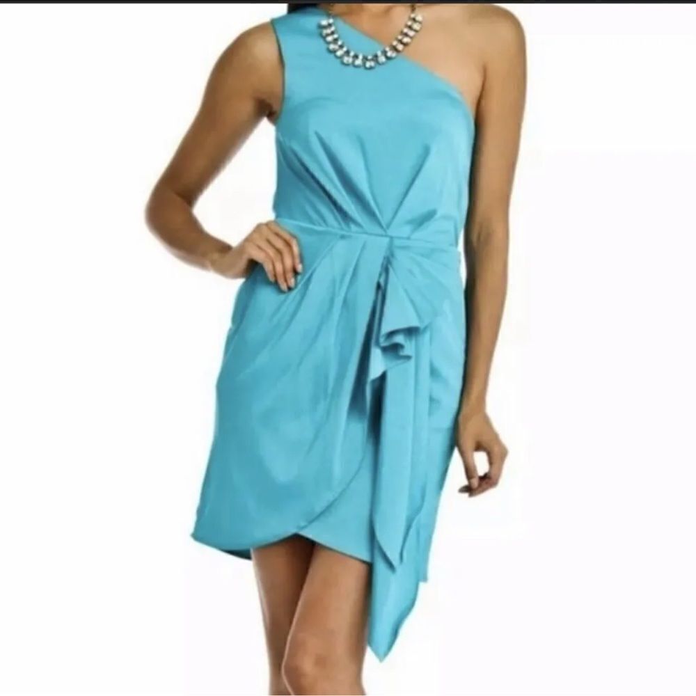 BCBGeneration Dress Stacey Ruffled One Shoulder in Atlantis (Teal) Size 10